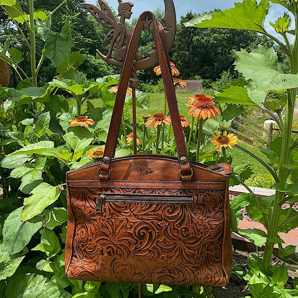 Patricia Nash Tooled Purse (cognac)